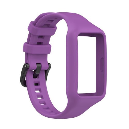 Replacement One-piece Smart Watch Strap Case Silicone Wrist Band for Honor Band 6/Huawei Band 6/Huawei Band 6 pro - Dark Purple