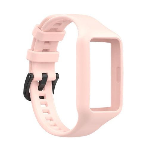 Replacement One-piece Smart Watch Strap Case Silicone Wrist Band for Honor Band 6/Huawei Band 6/Huawei Band 6 pro - Light Pink