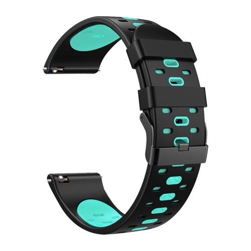 22mm 3 Rows Holes Bi-color Silicone Soft Watch Band for Samsung Galaxy Watch3 45mm/Galaxy Watch 46mm/Gear S3 Frontier/Gear S3 Classic - Black/Teal