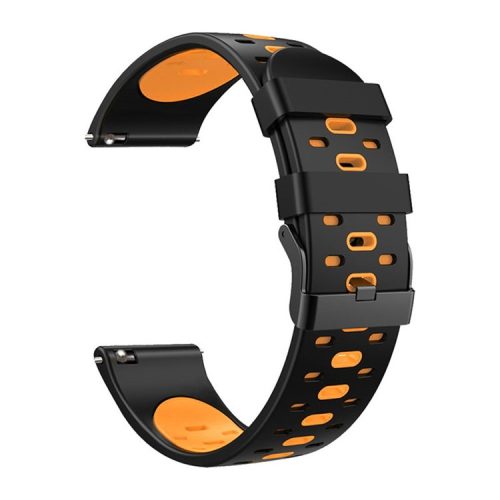 22mm 3 Rows Holes Bi-color Silicone Soft Watch Band for Samsung Galaxy Watch3 45mm/Galaxy Watch 46mm/Gear S3 Frontier/Gear S3 Classic - Black/Orange