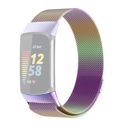 JLT Stylish Milanese Stainless Steel Adjustable Electroplating Watch Band Strap Replacement for Fitbit Charge 6 / 5 - Multi-color