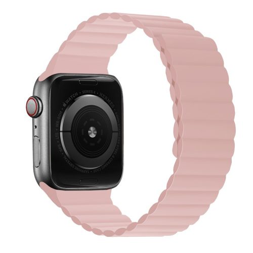 Dual Color Magnetic Silicone Watch Strap Wrist Band for Apple Watch Series 10 46mm / Ultra 2 Ultra 49mm / 9 8 7 45mm / SE (2023) SE (2022) SE 6 5 4 44mm / 3 2 1 42mm - Pink