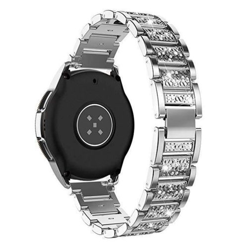 18mm 3-beads Rhinestone Decor Smart Watch Strap Metal Wrist Band for Garmin Venu 2S/Vivoactive 4S - Silver