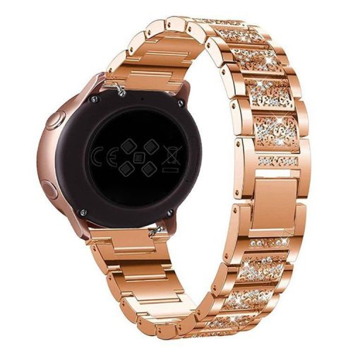 18mm 3-beads Rhinestone Decor Smart Watch Strap Metal Wrist Band for Garmin Venu 2S/Vivoactive 4S - Rose Gold