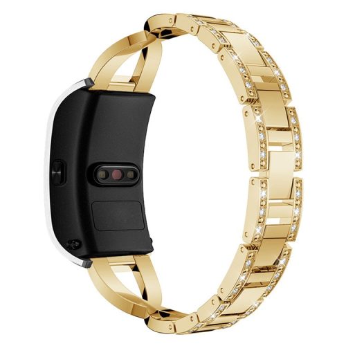 18mm Rhinestone Decor X Design Metal Watch Band Wrist Strap Replacement for Garmin Venu 2S/Vivoactive 4S - Gold