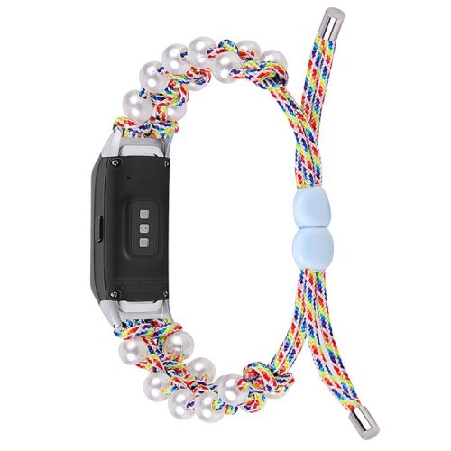 Pearl Decor Design Adjustable Braided Rope Wrist Band Stylish Smart Watch Strap for Samsung Galaxy Fit (SM-R370) - Colorful