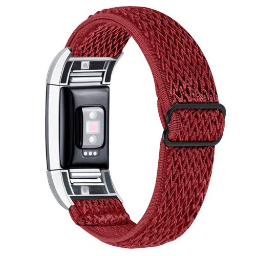 Adjustable Nylon Elastic Wrist Band Replacement Watch Strap for Fitbit Charge 2/Charge 2 HR - Red