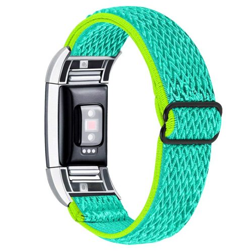 Adjustable Nylon Elastic Wrist Band Replacement Watch Strap for Fitbit Charge 2/Charge 2 HR - Yellow/Green