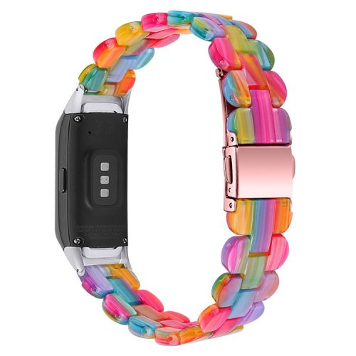 Stylish Oval Resin Smart Watch Band Replacement Wrist Strap with Stainless Steel Buckle for Samsung Galaxy Fit SM-R370 - Rainbow