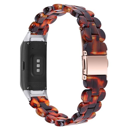 Stylish Oval Resin Smart Watch Band Replacement Wrist Strap with Stainless Steel Buckle for Samsung Galaxy Fit SM-R370 - Tortoiseshell Color