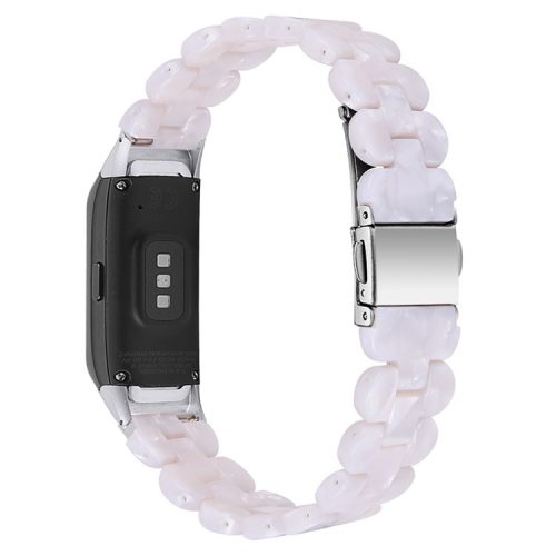 Stylish Oval Resin Smart Watch Band Replacement Wrist Strap with Stainless Steel Buckle for Samsung Galaxy Fit SM-R370 - Pearl White