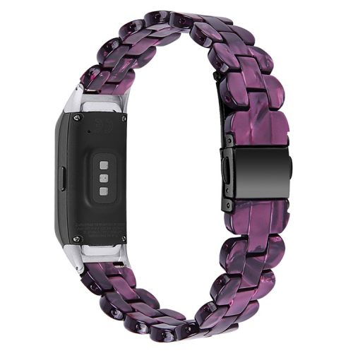 Stylish Oval Resin Smart Watch Band Replacement Wrist Strap with Stainless Steel Buckle for Samsung Galaxy Fit SM-R370 - Purple