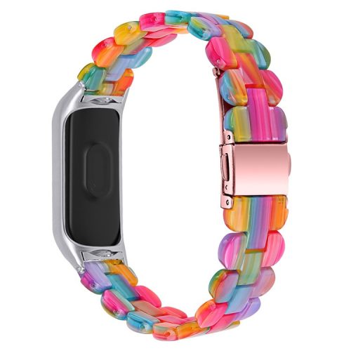 Oval Resin Smart Watch Wrist Band Replacement Strap for Xiaomi Mi Band 3/Band 4 - Rainbow