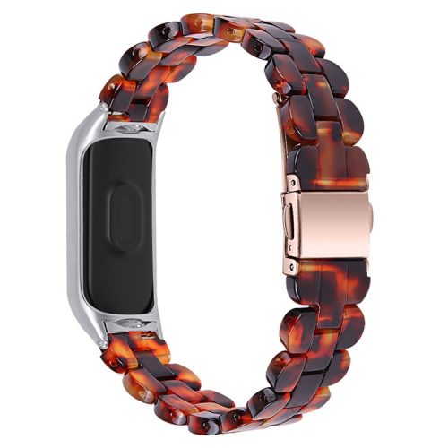 Oval Resin Smart Watch Wrist Band Replacement Strap for Xiaomi Mi Band 3/Band 4 - Tortoiseshell Color