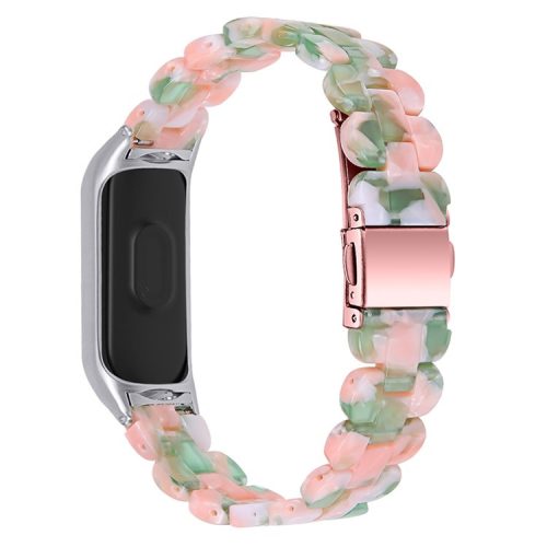 Oval Resin Smart Watch Wrist Band Replacement Strap for Xiaomi Mi Band 3/Band 4 - Pink/Green