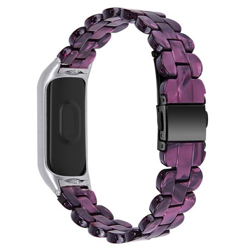 Oval Resin Smart Watch Wrist Band Replacement Strap for Xiaomi Mi Band 3/Band 4 - Purple