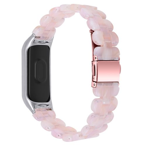 Stylish Oval Resin Watchband Replacement Wrist Strap with Folding Buckle for Xiaomi Mi Band 5/Band 6 - Pink