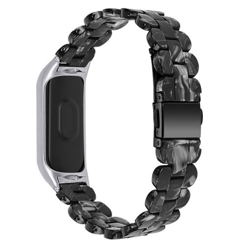 Stylish Oval Resin Watchband Replacement Wrist Strap with Folding Buckle for Xiaomi Mi Band 5/Band 6 - Black