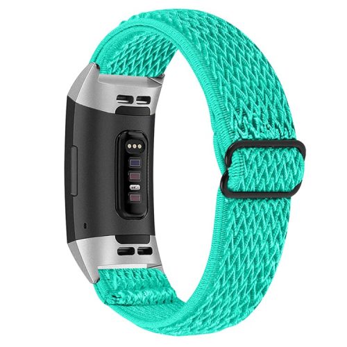 Nylon Elastic Smart Watch Band Adjustable Replacement Wrist Strap for Fitbit Charge 3/Charge 4/Charge 3 SE - Mint Green