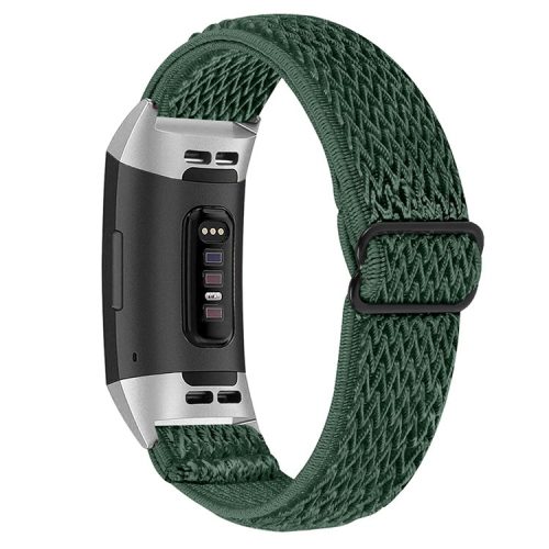 Nylon Elastic Smart Watch Band Adjustable Replacement Wrist Strap for Fitbit Charge 3/Charge 4/Charge 3 SE - Army Green