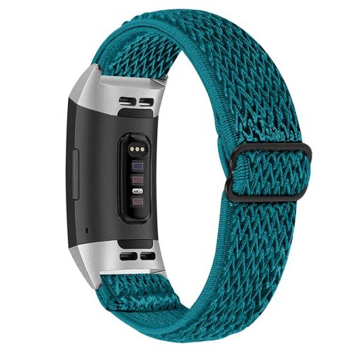 Nylon Elastic Smart Watch Band Adjustable Replacement Wrist Strap for Fitbit Charge 3/Charge 4/Charge 3 SE - Cyan