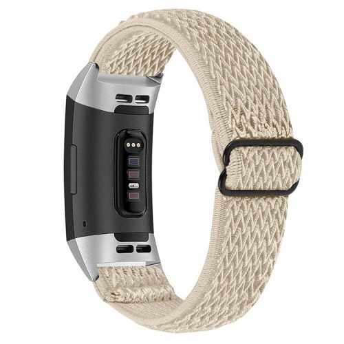 Nylon Elastic Smart Watch Band Adjustable Replacement Wrist Strap for Fitbit Charge 3/Charge 4/Charge 3 SE - Apricot