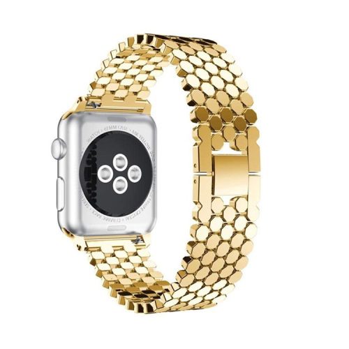 Fish Scale Design Metal Smartwatch Strap Replacement Wrist Band for Apple Watch Series 10 42mm / 9 8 7 41mm / 6 5 4 SE SE (2022) SE (2023) 40mm / 3 2 1 38mm - Gold