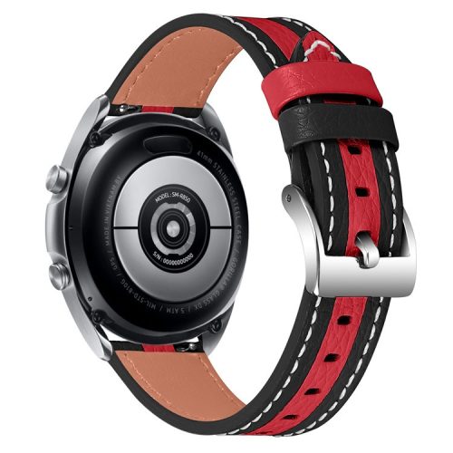 20mm Cowhide Leather Strap for LG Watch Sport Color Splicing Design Replacement Smart Watch Wrist Band - Black/Red