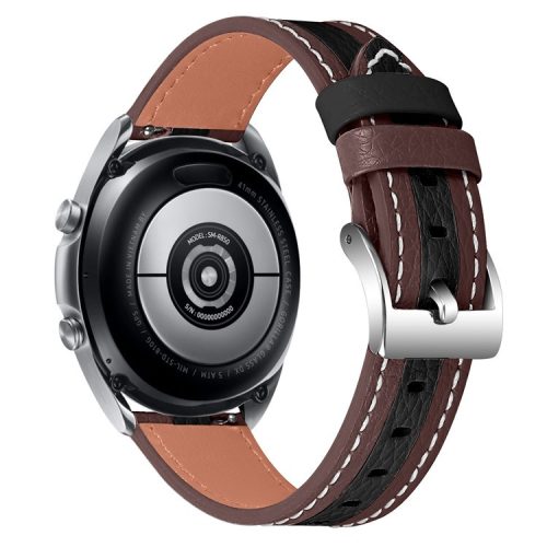 20mm Replacement Strap for Garmin Vivomove 3/GarminMove 3 Stylish Color Splicing Adjustable Top Layer Cowhide Leather Watch Band - Brown/Black