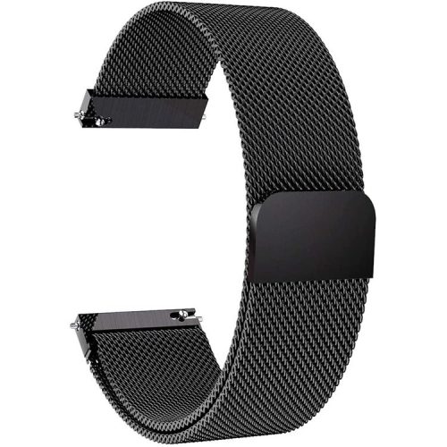 20mm Replacement Band for TicWatch 2/E/C2 Stainless Steel Milanese Mesh Magnetic Adjustable Smart Watch Strap - Black