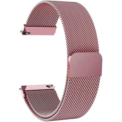 20mm Replacement Band for TicWatch 2/E/C2 Stainless Steel Milanese Mesh Magnetic Adjustable Smart Watch Strap - Rose Pink