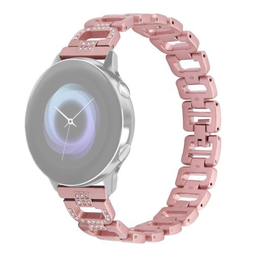 20mm Stainless Steel Watchband for Huami Amazfit GTS Samsung Gear S2 Classic Garmin Vivoactive 3 Universal Rhinestone Decorative D-Chain Watch Strap - Rose Pink