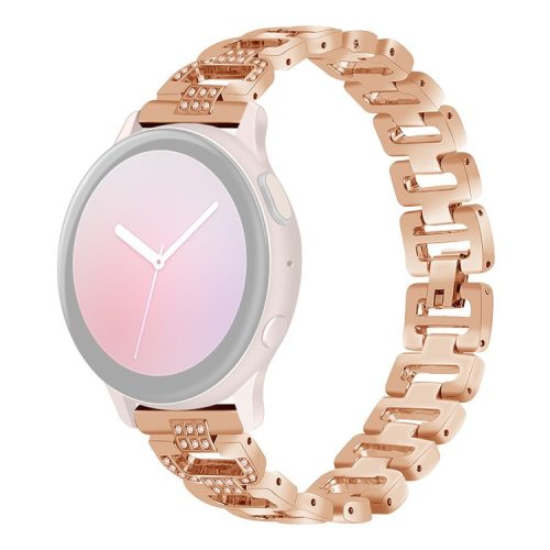 20mm Stainless Steel Watchband for Huami Amazfit GTS Samsung Gear S2 Classic Garmin Vivoactive 3 Universal Rhinestone Decorative D-Chain Watch Strap - Rose Gold