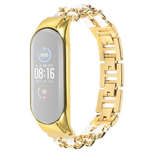 For Xiaomi Mi Band 3/4 Smart Watch Stainless Steel Chain Watch Strap Metal Watchband - Gold