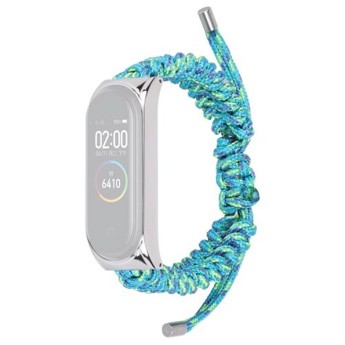 For Xiaomi Mi Band 5/6 Nylon Braided Rope Watch Strap Adjustable Replacement Wrist Band - Green