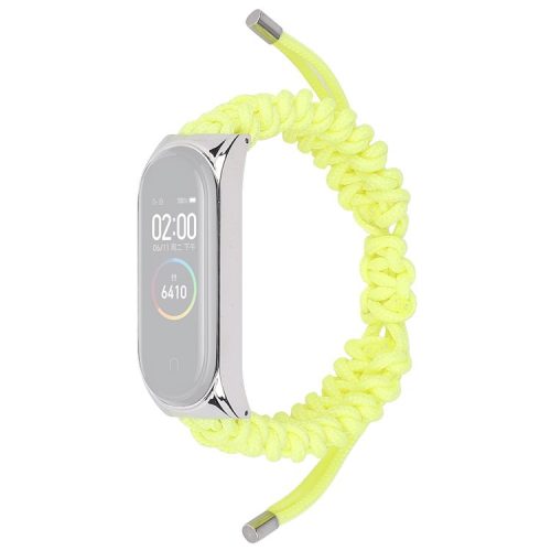 For Xiaomi Mi Band 5/6 Nylon Braided Rope Watch Strap Adjustable Replacement Wrist Band - Yellow