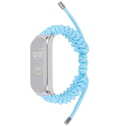 For Xiaomi Mi Band 5/6 Nylon Braided Rope Watch Strap Adjustable Replacement Wrist Band - Blue