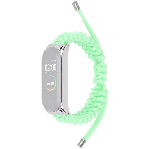 For Xiaomi Mi Band 3/4 Wrist Band Replacement Drawstring Design Adjustable Nylon Rope Watch Strap - Fluorescent Green