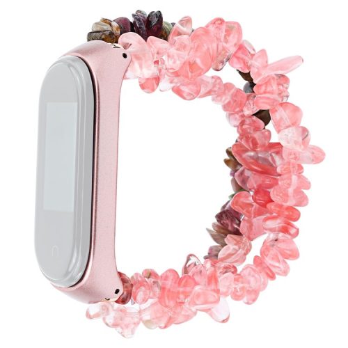 For Xiaomi Mi Band 5/6 Watch Band Natural Stones Watch Strap Replacement Wrist Band Bracelet - Pink