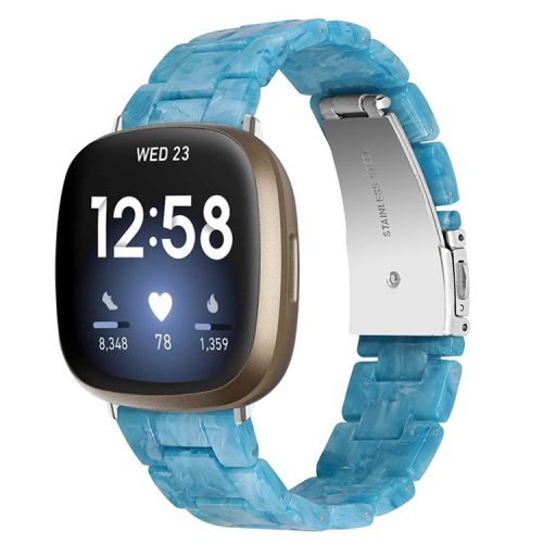 For Fitbit Versa 3/Fitbit Sense Fashionable Resin Watch Strap Replacement Wristband with Stainless Steel Buckle - Marble/Blue