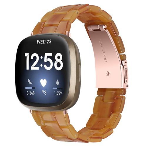 For Fitbit Versa 3/Fitbit Sense Fashionable Resin Watch Strap Replacement Wristband with Stainless Steel Buckle - Brown