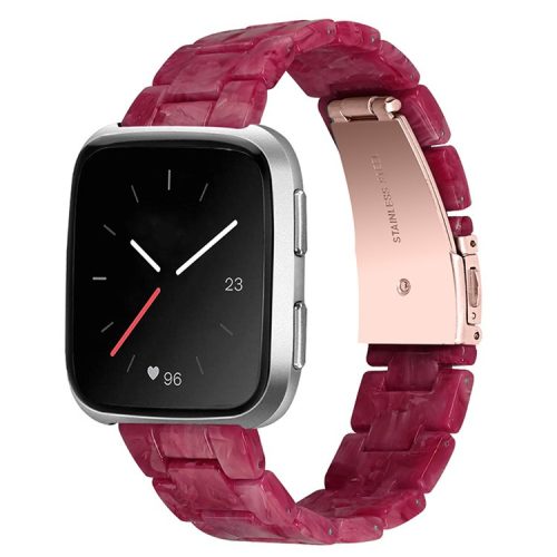 For Fitbit Versa 2/Fitbit Versa/Versa Lite/Versa SE Watch Band Stylish Resin 22.5mm Wrist Strap Smart Watch Replacement Part - Red Marble