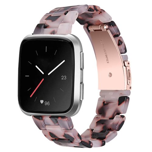 For Fitbit Versa 2/Fitbit Versa/Versa Lite/Versa SE Watch Band Stylish Resin 22.5mm Wrist Strap Smart Watch Replacement Part - Pink/Black