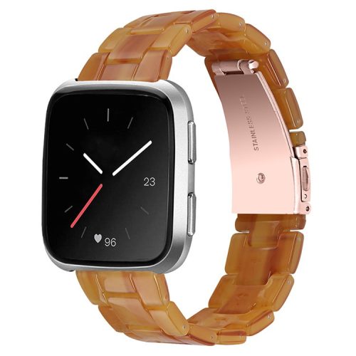 For Fitbit Versa 2/Fitbit Versa/Versa Lite/Versa SE Watch Band Stylish Resin 22.5mm Wrist Strap Smart Watch Replacement Part - Caramel