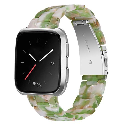 For Fitbit Versa 2/Fitbit Versa/Versa Lite/Versa SE Watch Band Stylish Resin 22.5mm Wrist Strap Smart Watch Replacement Part - Green/White