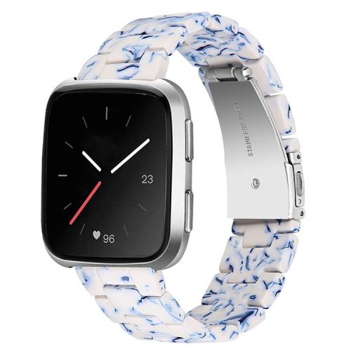 For Fitbit Versa 2/Fitbit Versa/Versa Lite/Versa SE Watch Band Stylish Resin 22.5mm Wrist Strap Smart Watch Replacement Part - Blue/White