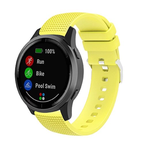 For Huawei TalkBand B5 Grid Design Soft Silicone Watch Band 18mm Replacement Strap with Silver Buckle - Yellow