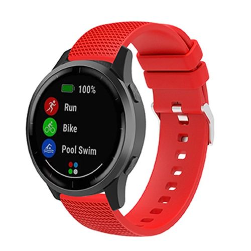 For Huawei TalkBand B5 Grid Design Soft Silicone Watch Band 18mm Replacement Strap with Silver Buckle - Red