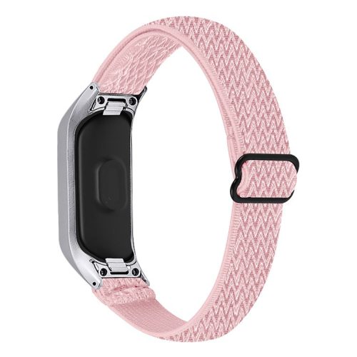 For Samsung Galaxy Fit-e / SM-R375 Watch Band Adjustable Buckle Elastic Nylon Strap Replacement - Pink