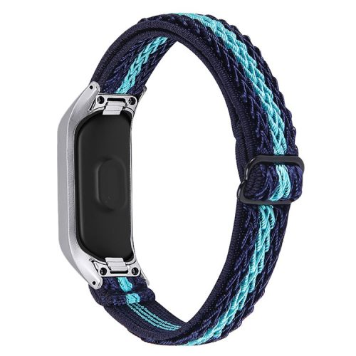 For Samsung Galaxy Fit-e / SM-R375 Watch Band Adjustable Buckle Elastic Nylon Strap Replacement - Midnight Blue